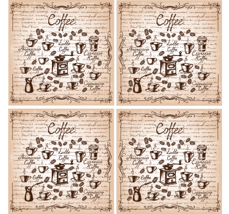 Omanlainen lasinalunen kahvityyppien kuvasto - Tenstickers