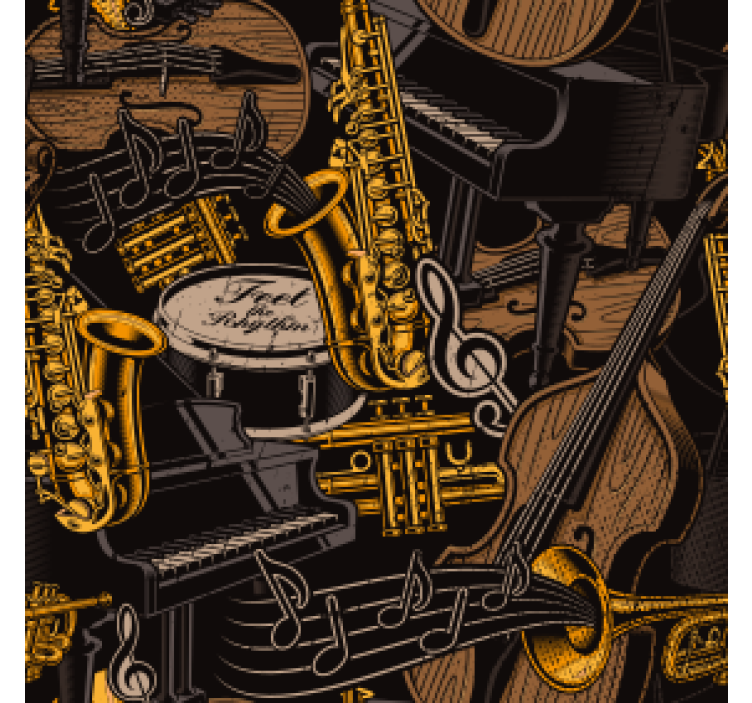 Kummajainen lasinalunen musiikkisoitinkuvioilla - Tenstickers