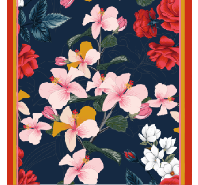 Saumaton malli punainen ruusu magnolia liljalasinalunen - Tenstickers