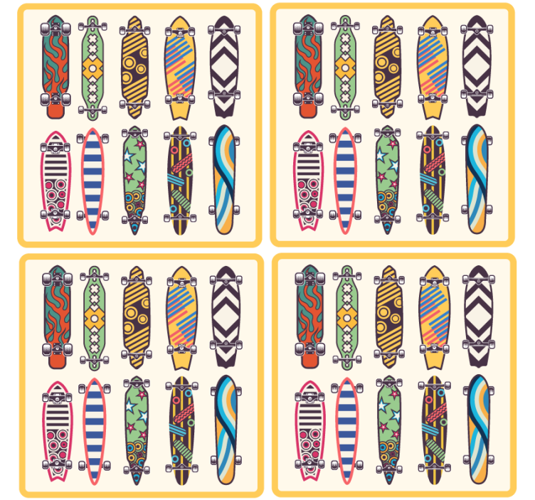 Kummajainen lasinalunen värikkäillä skeittikuvioilla - Tenstickers