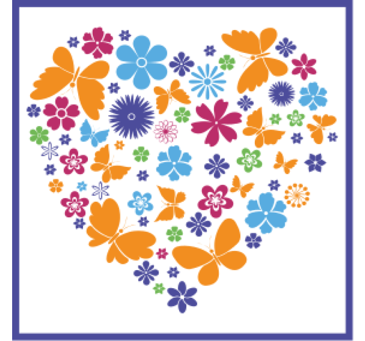 Moderni lasinalunen kukkakuvioisella sydämellä - Tenstickers