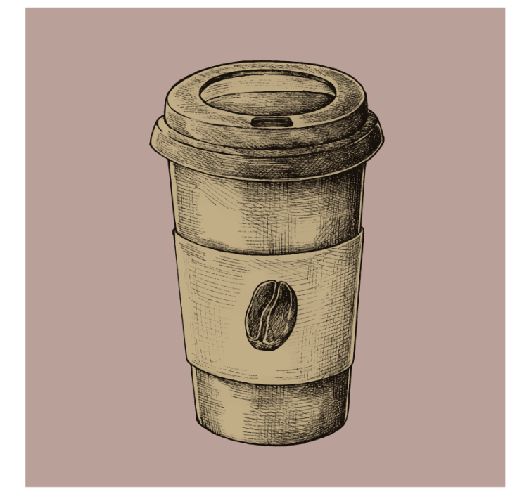 Käsin piirretty kahvi mukaan modernit lasinaluset - Tenstickers