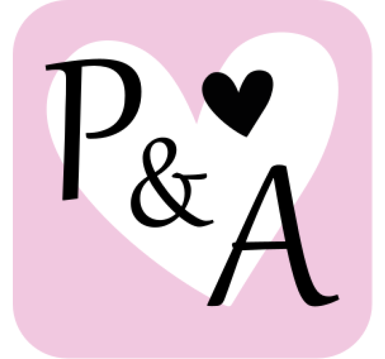 Sydänkuvioiset alkukirjaimet lasinalusille häihin - Tenstickers