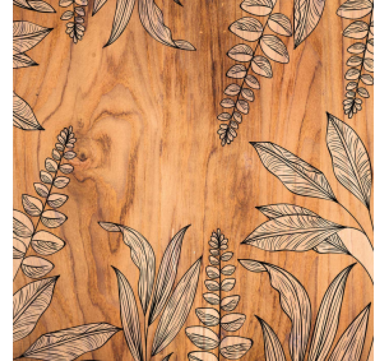 Luonnollinen puukuvio kukkareunuksella lasinalunen - Tenstickers