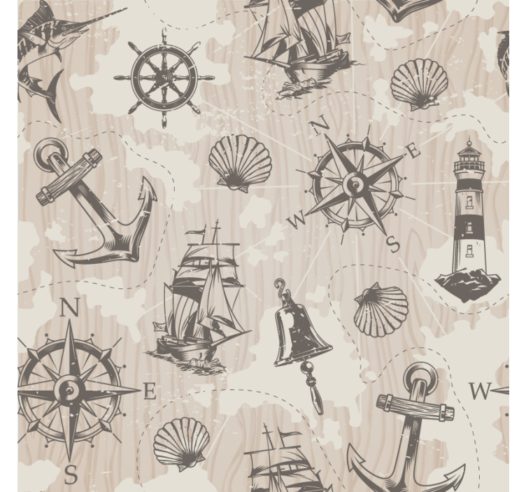 Kummajainen lasinalunen meriteemaisilla kuvioilla - Tenstickers