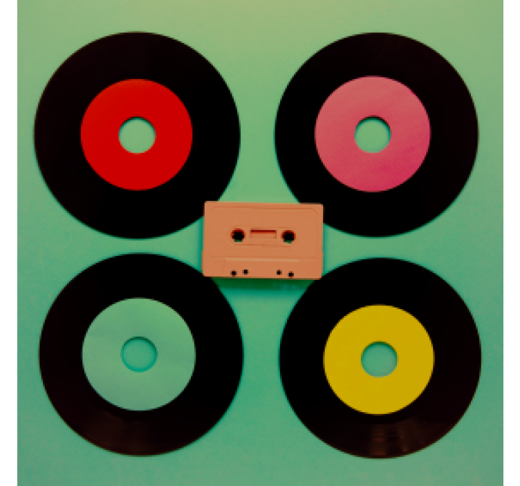 Kummajainen lasinalunen retro vinyylilevysetti - Tenstickers