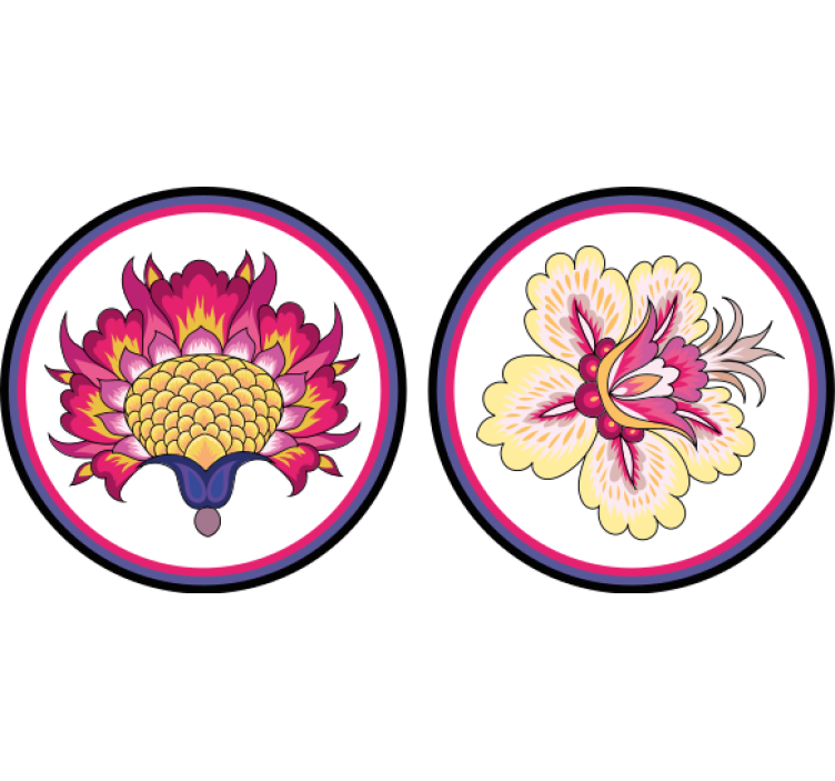 Ohut vuorattu etninen kansantaide vintage lasinalunen - Tenstickers