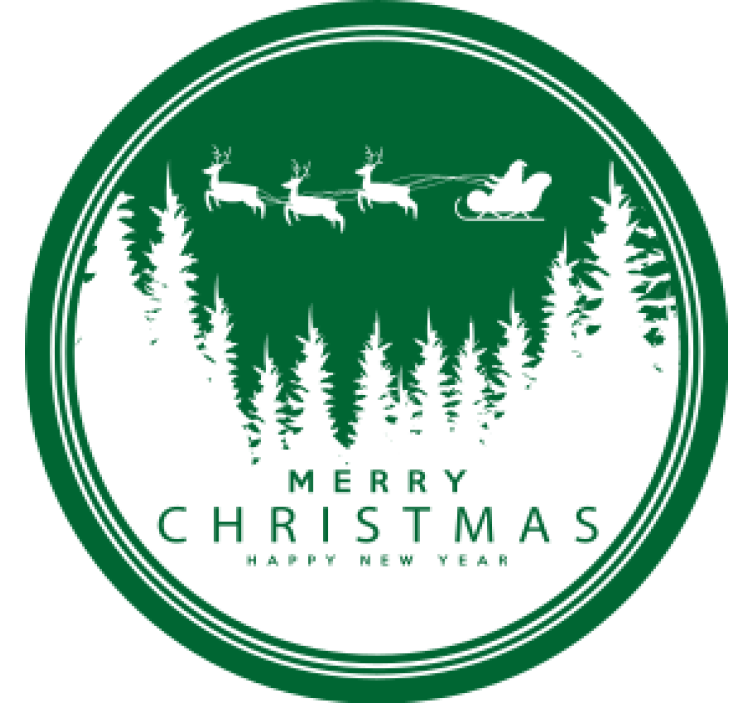 Jouluinen joulupukin reki- ja maisemakuva lasinalunen - Tenstickers