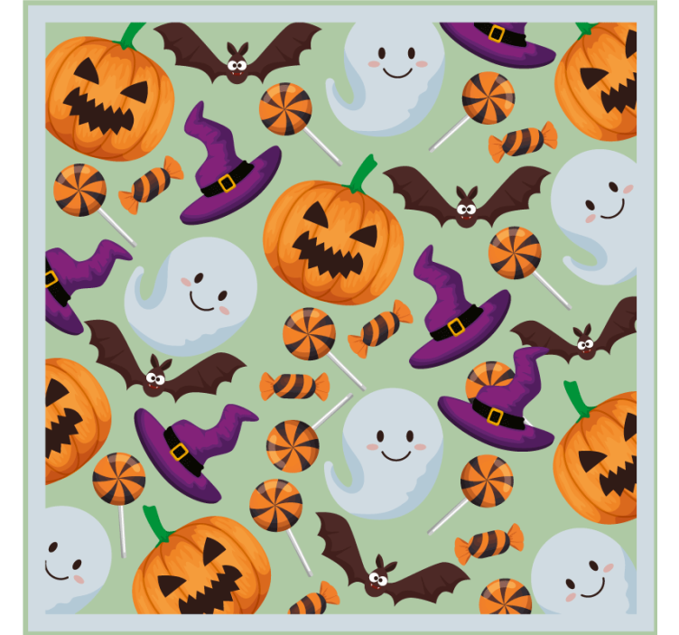 Kurpitsojen ja kummitusten kuvio halloween lasinalunen - Tenstickers