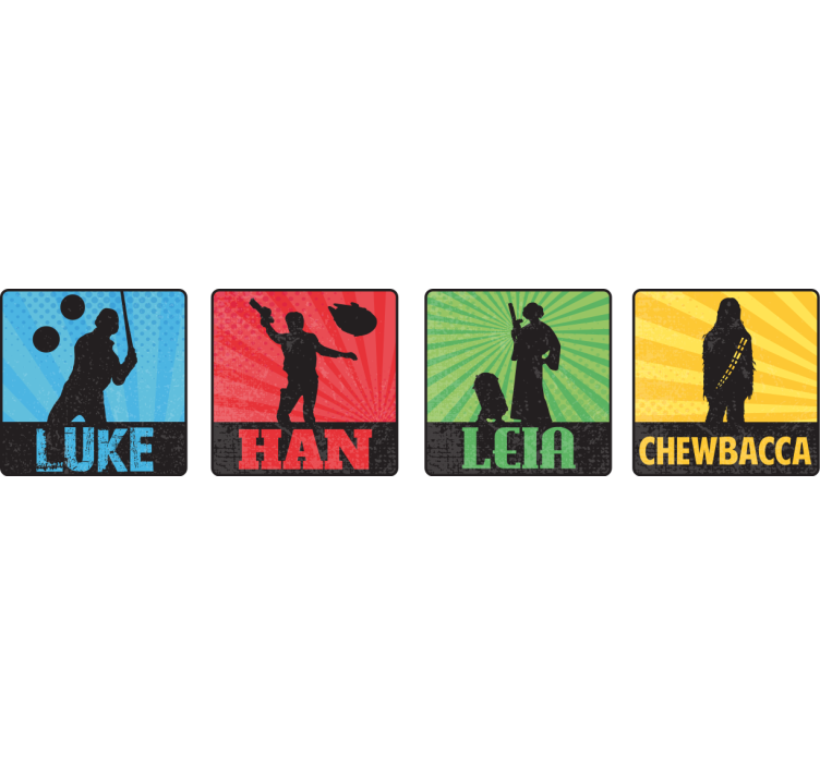 Kummajainen lasinalunen ikonisten hahmojen siluetteja - Tenstickers