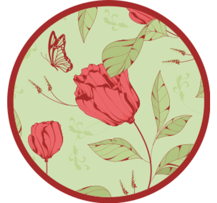 Moderni lasinalunen kukkakuviolla ja perhosilla - Tenstickers