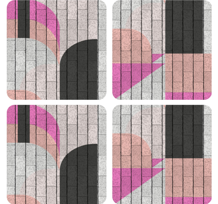 Metallin harmaa ja vaaleanpunainen modernit lasinaluset - Tenstickers