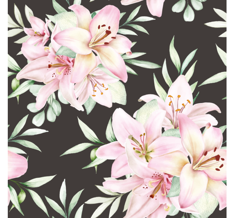 Kummajainen lasinalunen kukka-asetelmalla liljoilla - Tenstickers