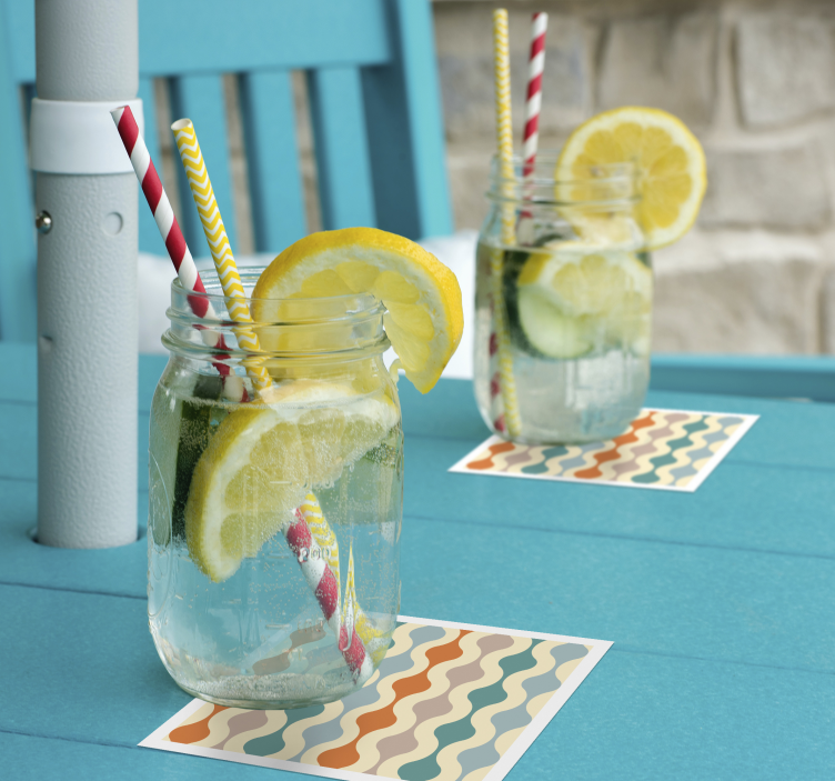 Aaltoileva monivärinen kuvio vintage lasinalunen - Tenstickers