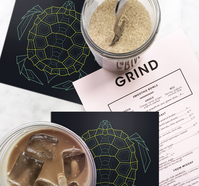 Abstrakti geometrinen kilpikonna lasinalusetti - Tenstickers