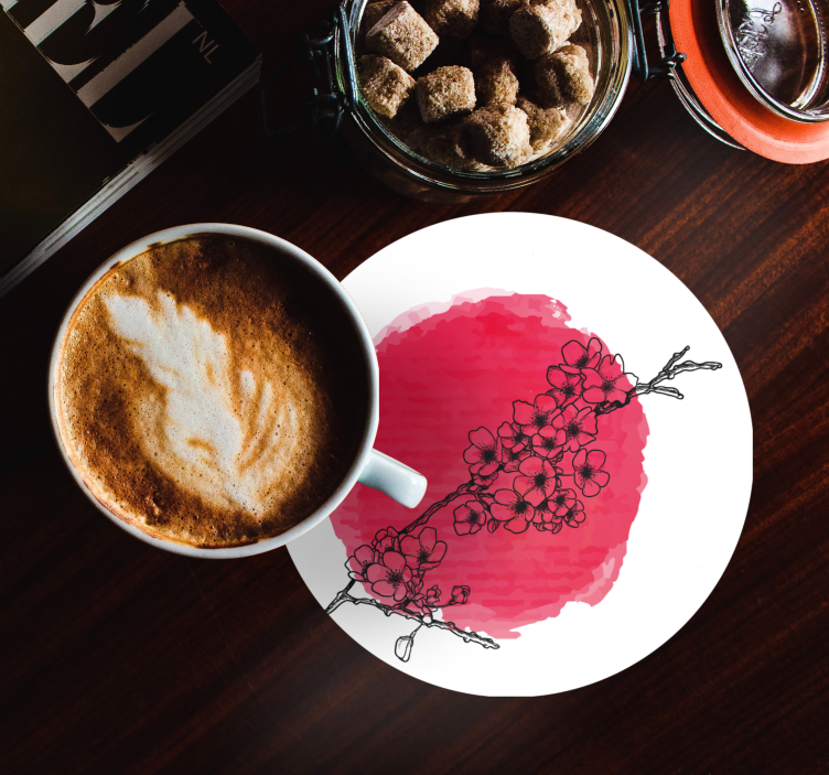 Japanilainen kirsikankukka vintage lasinalunen - Tenstickers