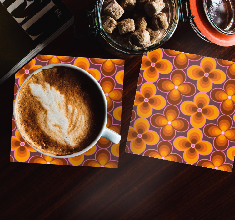 Kukka retro groovy kuvio vintage lasinalunen - Tenstickers