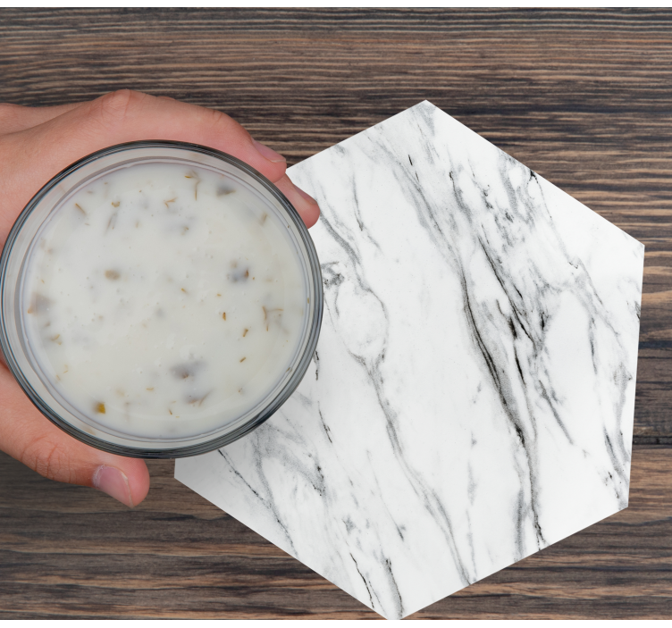 Kuusikulmainen marmorikuvio valkoinen ja musta tekstuuri lasinalu - Tenstickers