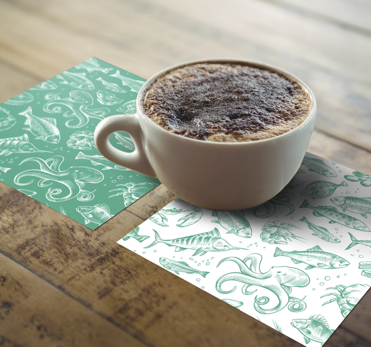 Mahtava luonnos kala käsin piirretty lasinalunen - Tenstickers