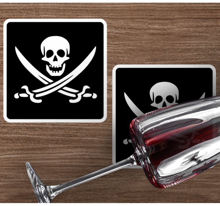 Merirosvo jolly roger Kummajainen lasinalunen - Tenstickers