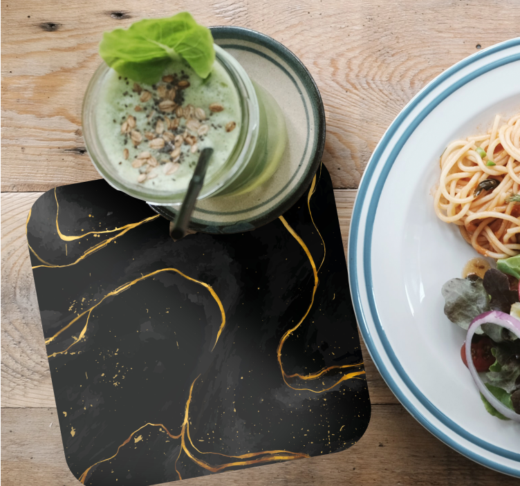 Musta ja kultainen marmori modernit lasinaluset - Tenstickers