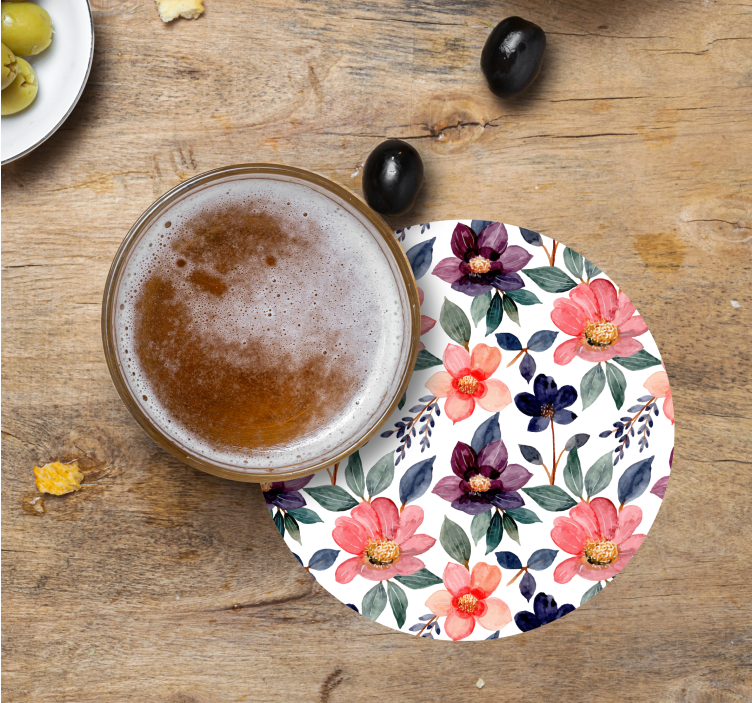 Onnellinen kukka design kukka -lasinalus - Tenstickers