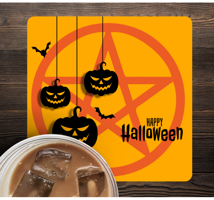 Pelottava kurpitsa-aihe Halloween lasinalunen - Tenstickers