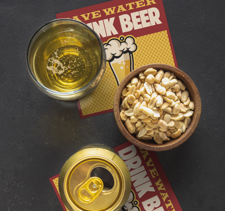 Säästä vettä juoda olutta lasinaluset olutmatot - Tenstickers