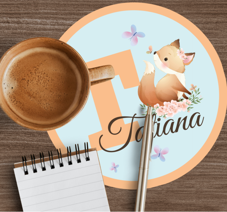 Söpöjä eläimiä kettu nimellä muokattavat lasinaluset - Tenstickers