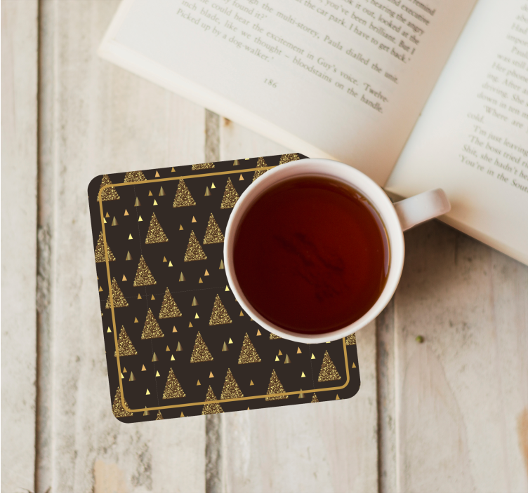 Tyylikkäät kultaiset joulukuuset jouluiset lasinaluset - Tenstickers