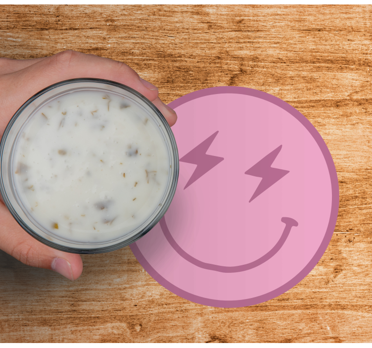 Vaaleanpunainen salama hymiö modernit lasinaluset - Tenstickers