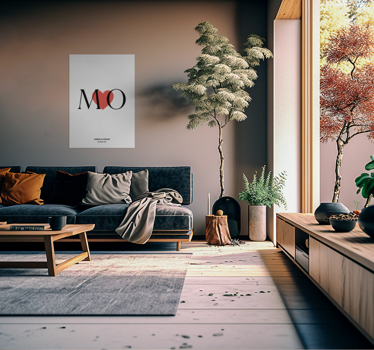 Nimikirjaimet mukautettu rakkaus muokattavissa juliste - Tenstickers