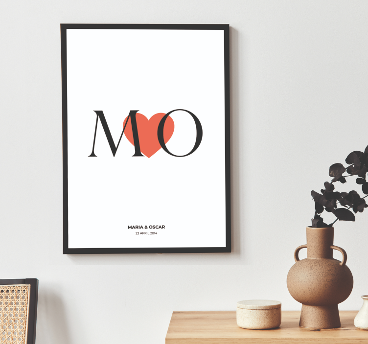 Nimikirjaimet mukautettu rakkaus muokattavissa juliste - Tenstickers