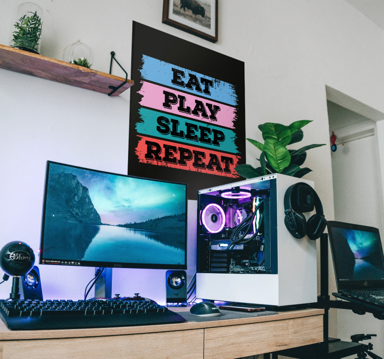 Peli syö nukkua julistetulostus - Tenstickers