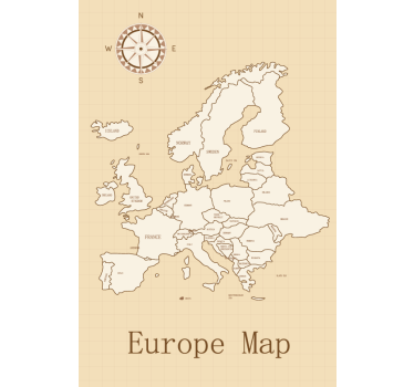 Eurooppabeigetaustallamaailmankarttaposteri - Tenstickers