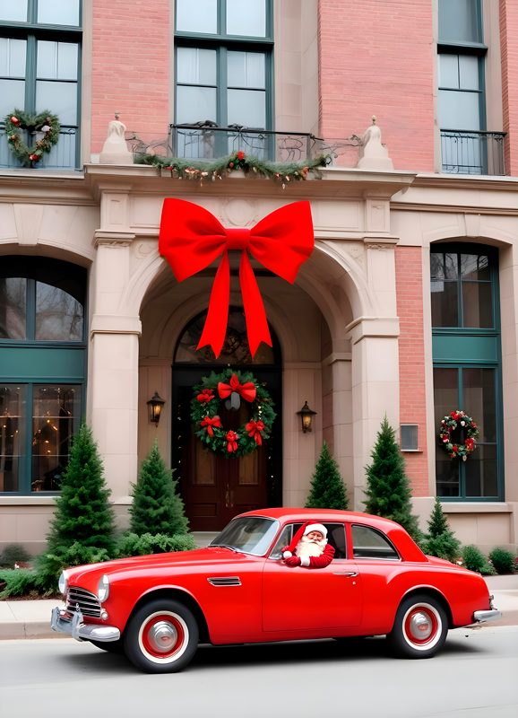 Auto talvella joulujuliste - Tenstickers