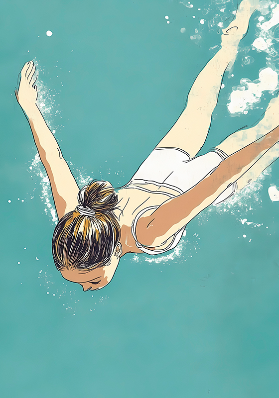 Uimari juliste taiteellinen piirustus - Tenstickers