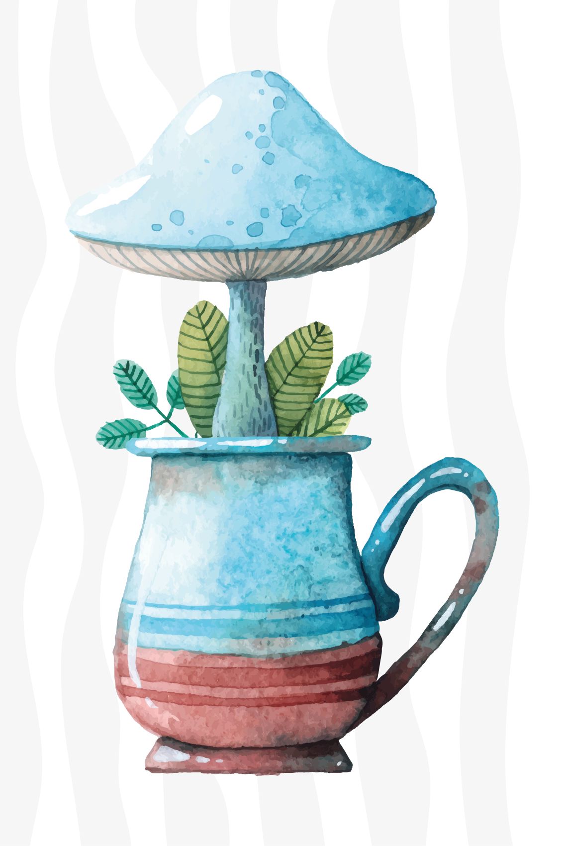 Söpö sieni design mukissa keittiöjuliste - Tenstickers