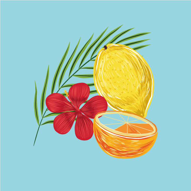 Pastelliset sitruunat hedelmäkuvio keittiöjuliste - Tenstickers