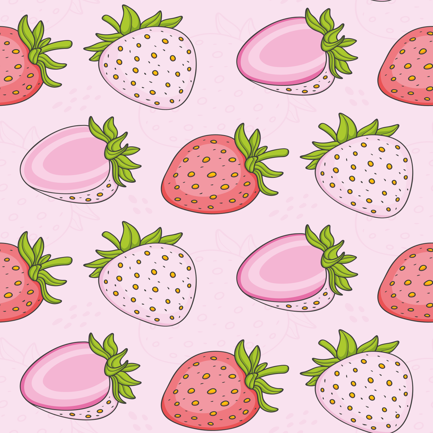 Saumattomat vaaleanpunaiset ja punaiset mansikat keittiöjuliste - Tenstickers