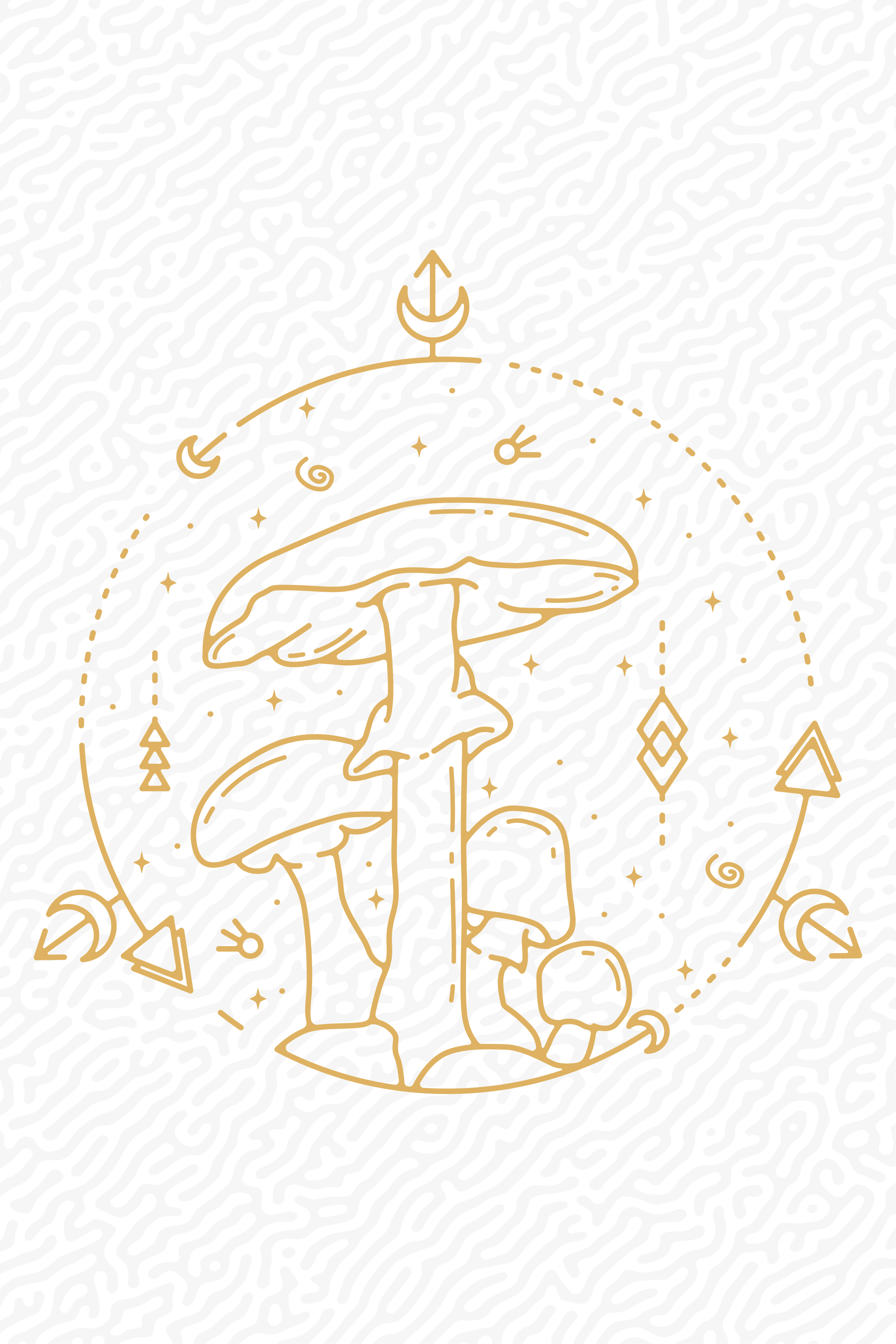 Geometrinen sieni yksiviivainen muotoilu keittiöjuliste - Tenstickers