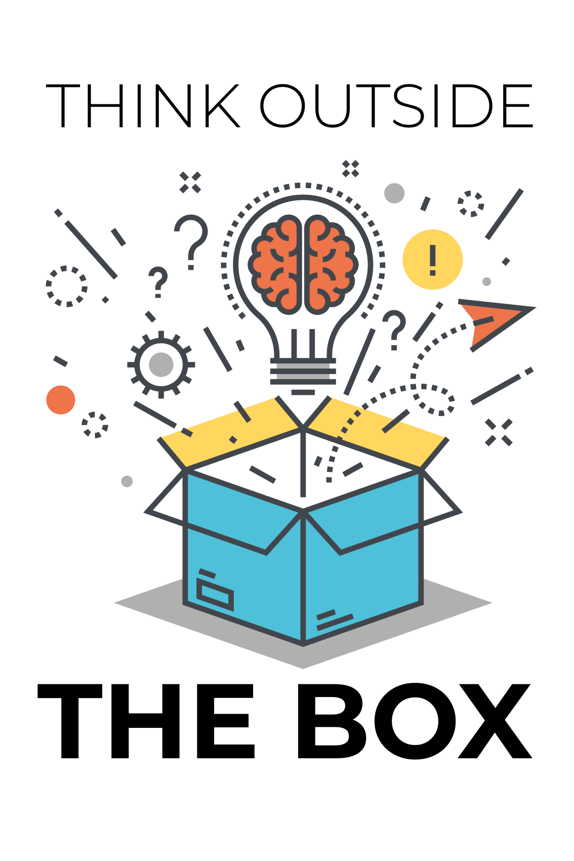 Ajattelu laatikon ulkopuolella toimistojuliste - Tenstickers