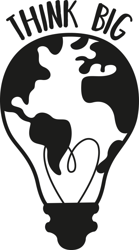 Ajattele suuria maailmankartan kanssa toimistojuliste - Tenstickers