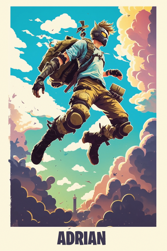 Teini-ikäisten juliste eeppinen hahmo omalla nimellä - Tenstickers