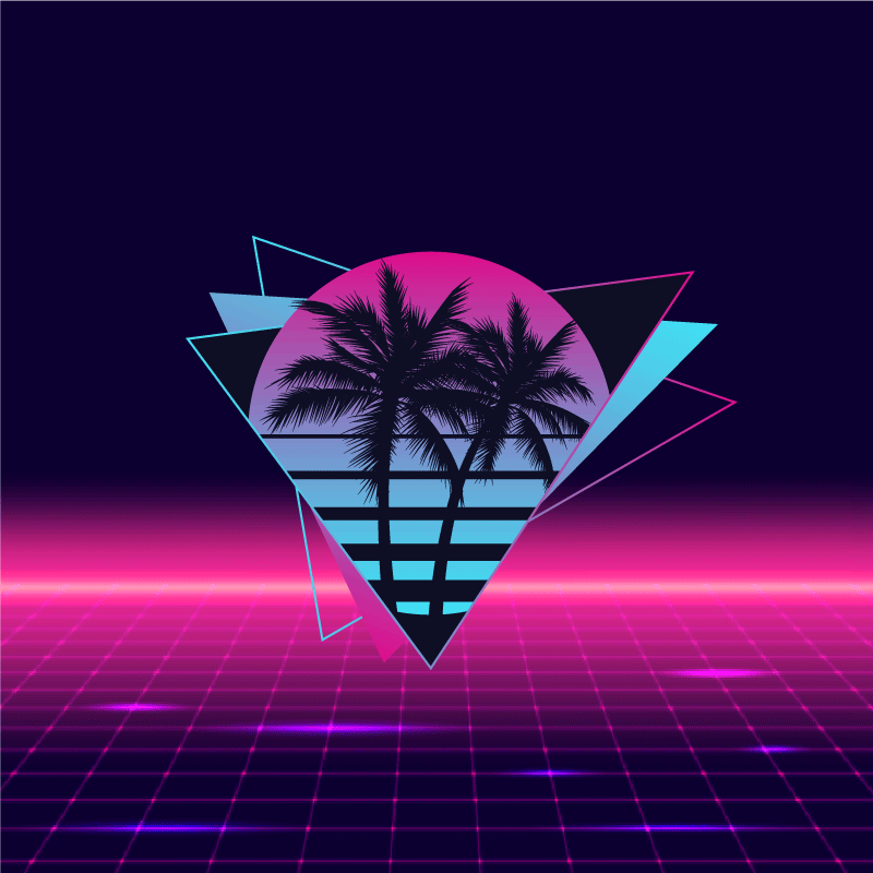 Vaporwave-tyylinen palmuoleskelutilan juliste - Tenstickers