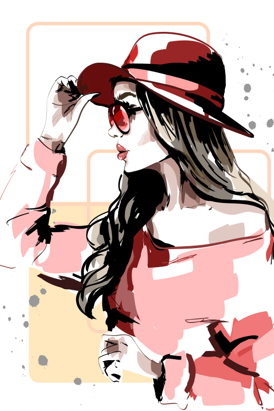 Hattupäiset naiset oleskelutilan juliste - Tenstickers