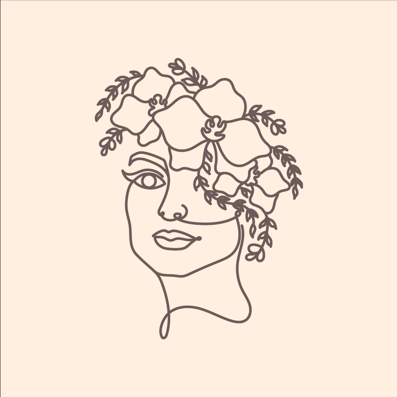 Silhuetti minimalistinen söpö nainen kukkakuvio - Tenstickers