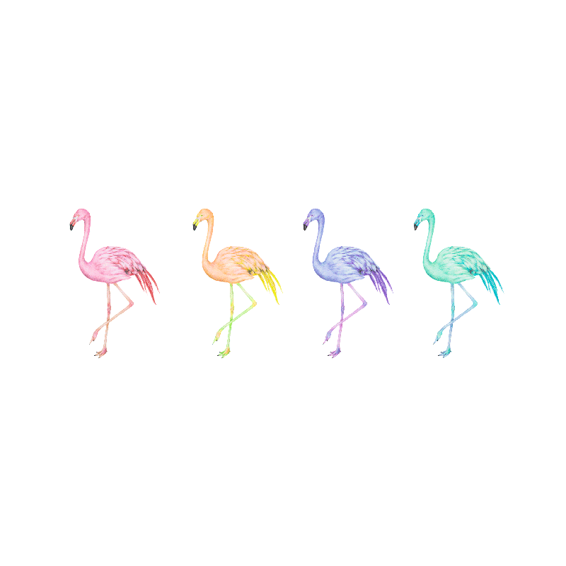 Värikkäät saumattomat flamingot oleskelutilan juliste - Tenstickers