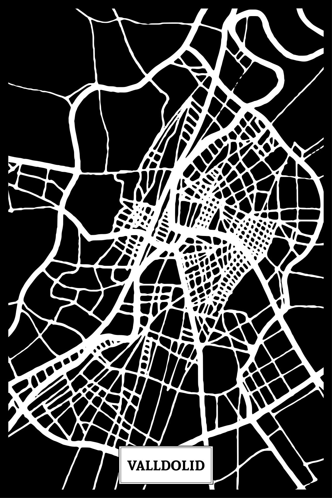 Valladolidin topografinen kartta oleskelutilan juliste - Tenstickers
