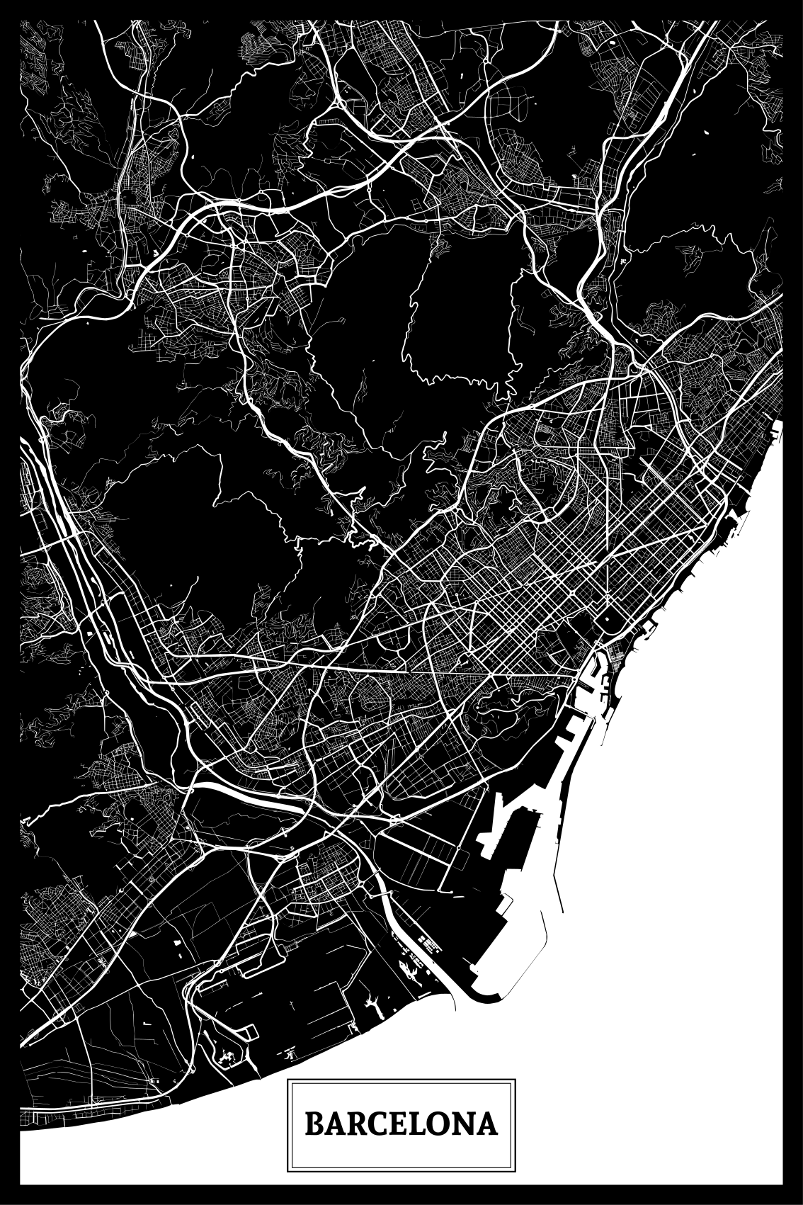 Oleskelutilan juliste barcelonan maastokartta - Tenstickers